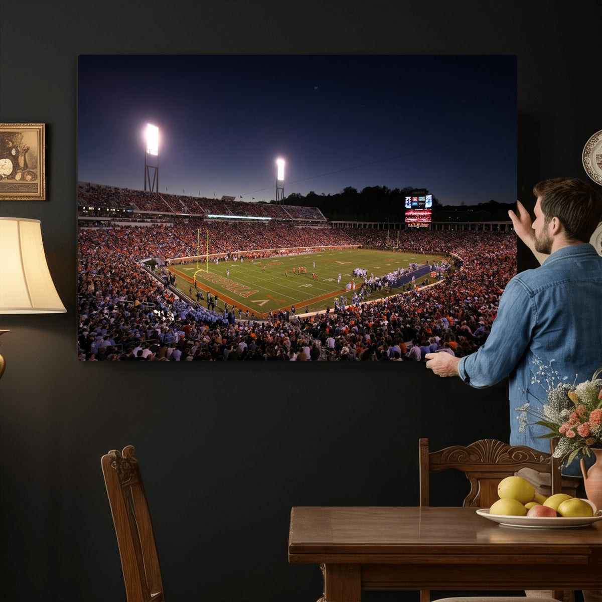 69378-MGV-CV-36X24 - Virginia Cavaliers Football Team Print - Charlottesville Scott Stadium Canvas Print Wall Art