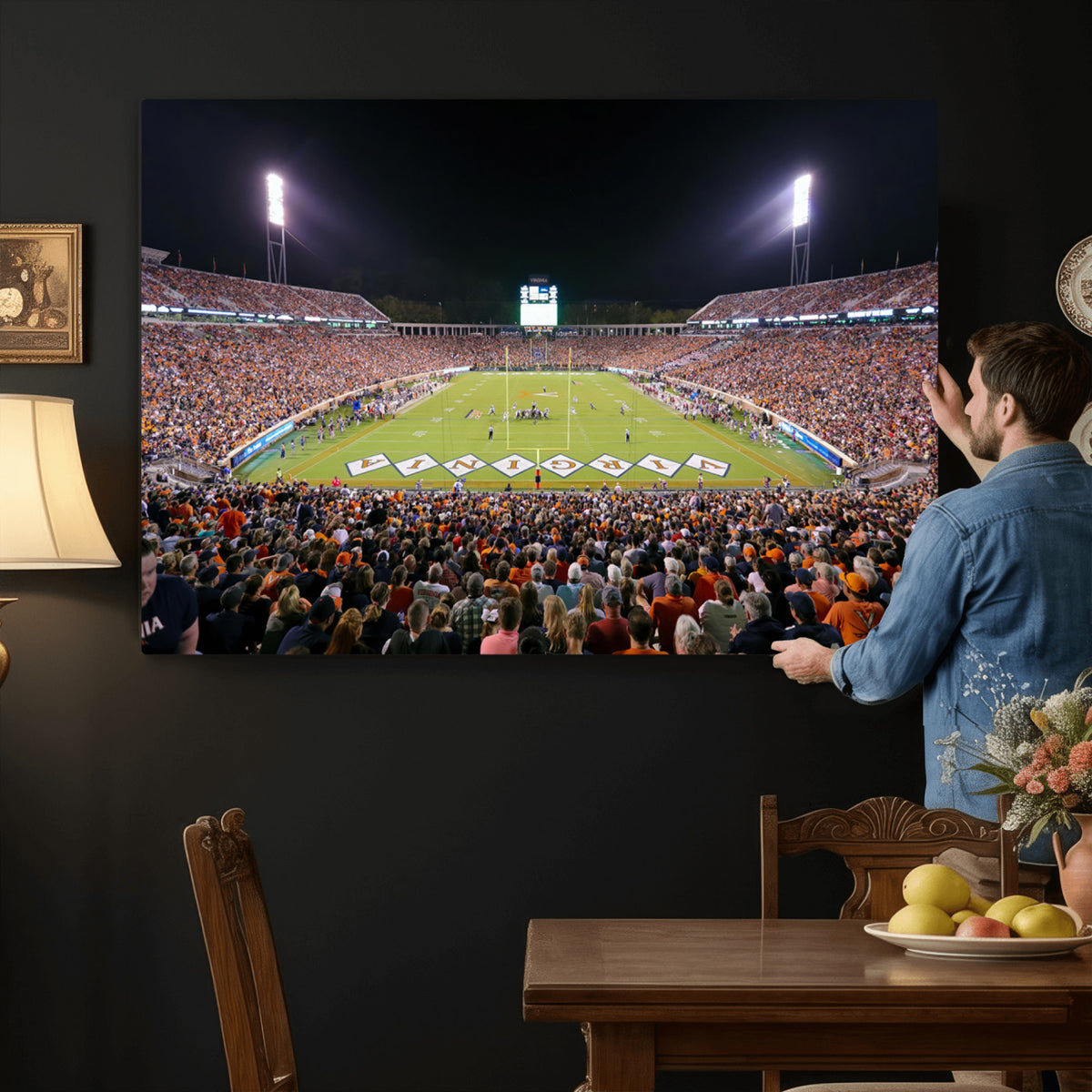 98441-MGV-CV-36X24 - Virginia Cavaliers Football Team Print - Charlottesville Scott Stadium Wall Art Canvas Print