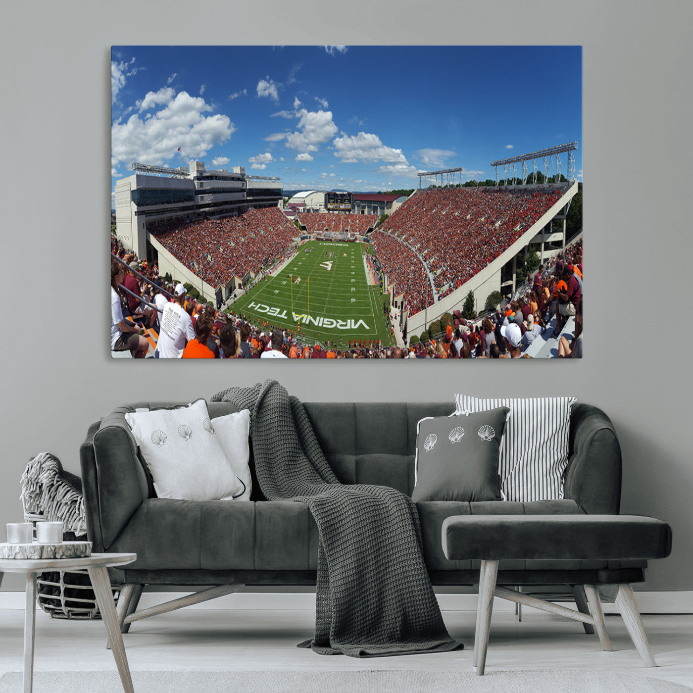 MGV-CV-36X24 - Virginia Tech Hokies Football Team Print - Blacksburg Lane Stadium Wall Art Canvas Print