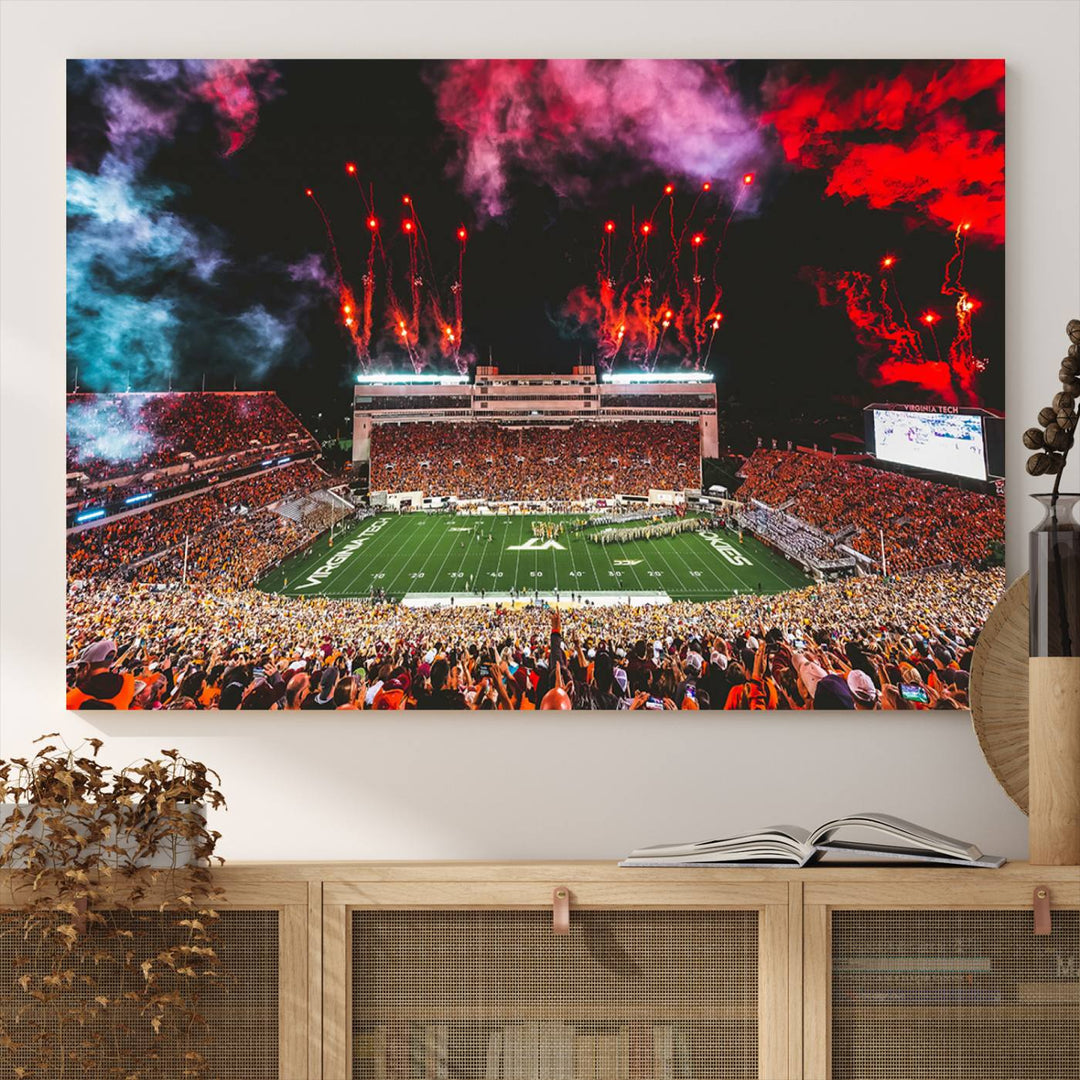 Virginia Tech Hokies Football Team Print - Blacksburg Lane Stadium Wall Art Canvas Print