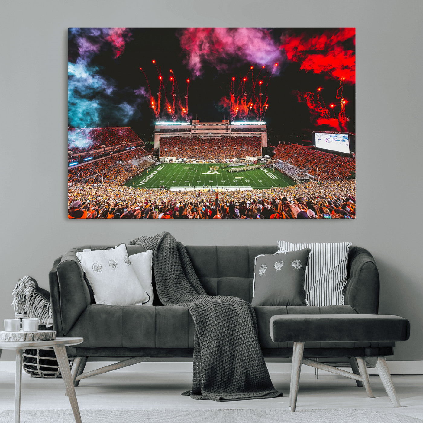 MGV-CV-36X24 - Virginia Tech Hokies Football Team Print - Blacksburg Lane Stadium Wall Art Canvas Print