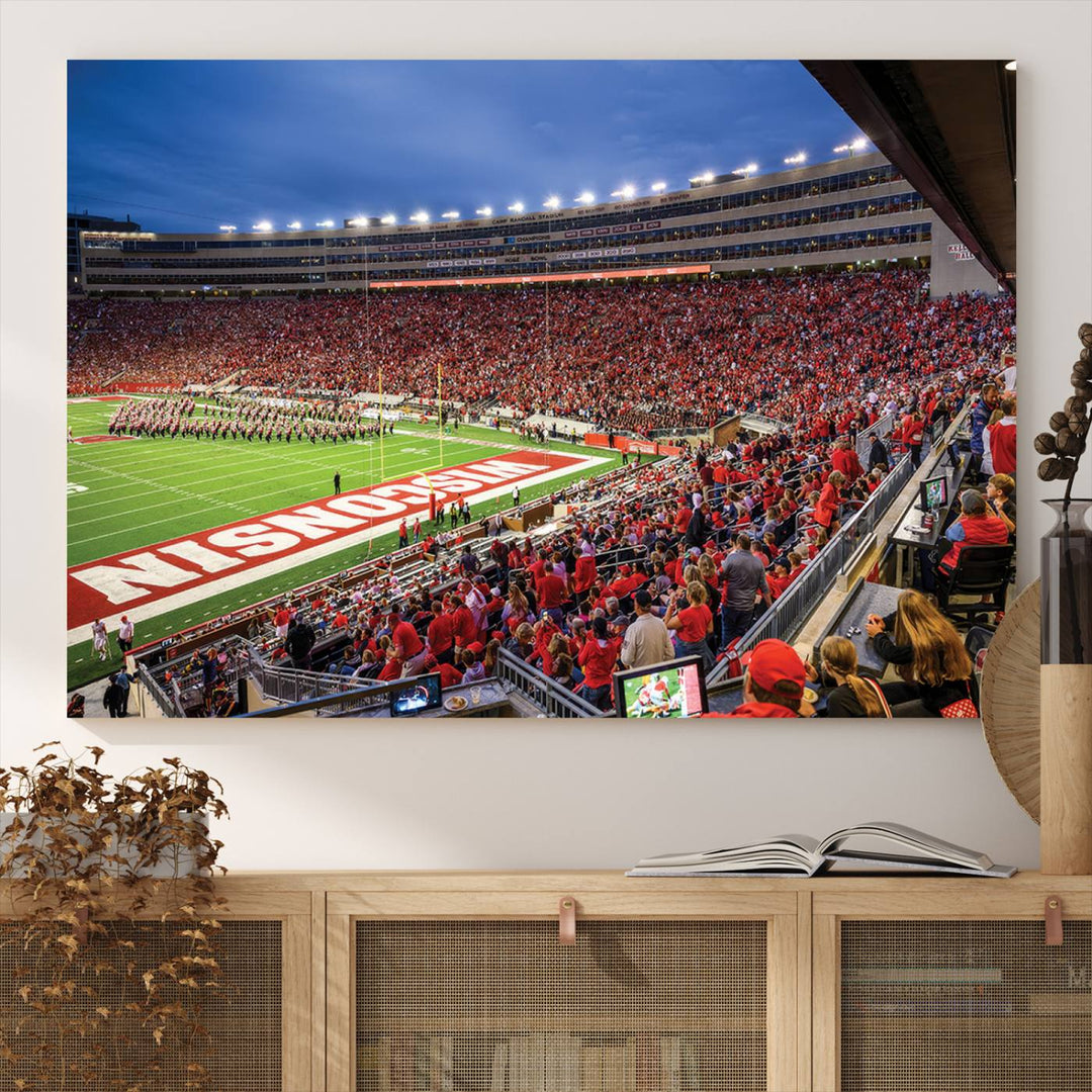 Wisconsin Badgers Football Team Print - Madison Camp Randall Stadium Wall Art Canvas Print