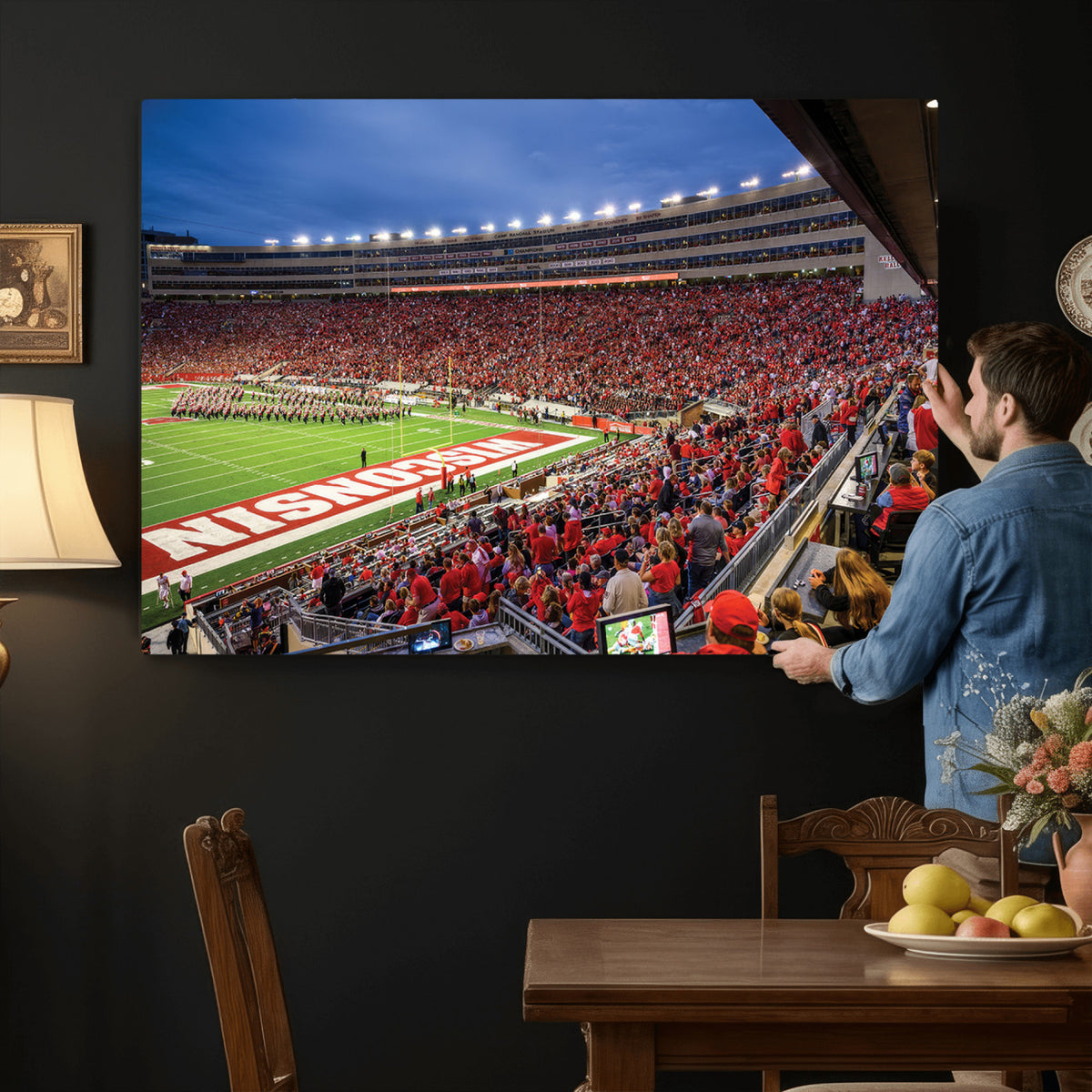 57601-MGV-CV-36X24 - Wisconsin Badgers Football Team Print - Madison Camp Randall Stadium Wall Art, Wisconsin Badgers