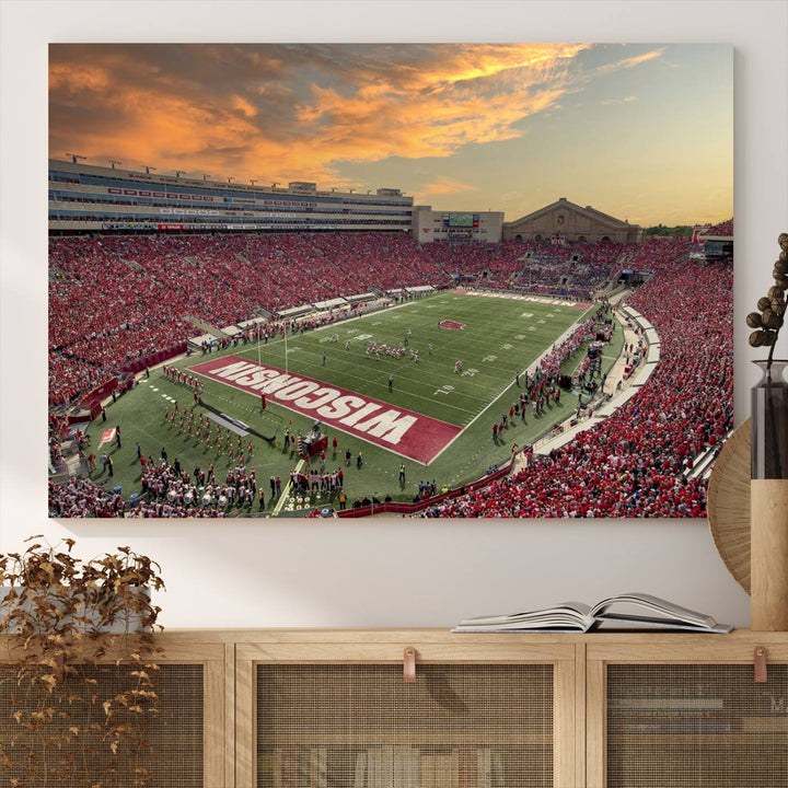 Wisconsin Badgers Football Team Print - Madison Camp Randall Stadium Wall Art Canvas Print