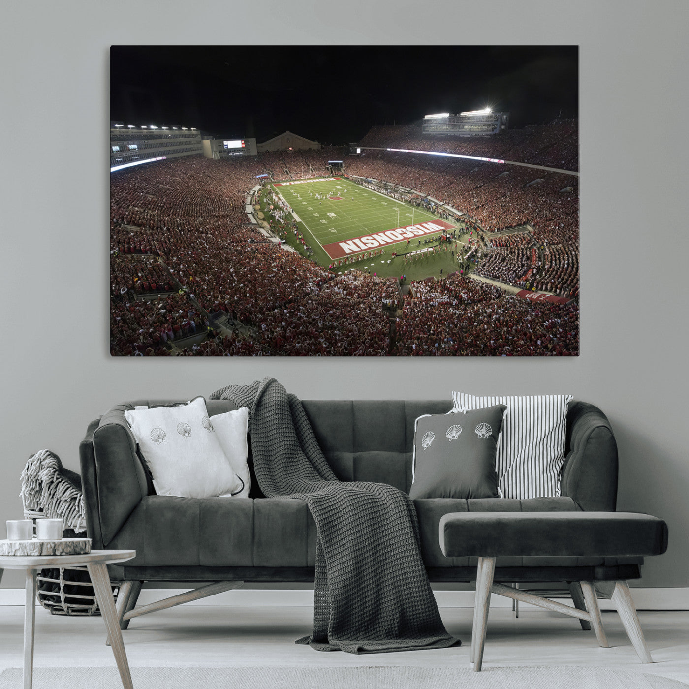 MGV-CV-36X24 - Wisconsin Badgers Football Team Print - Madison Camp Randall Stadium Wall Art Canvas Print