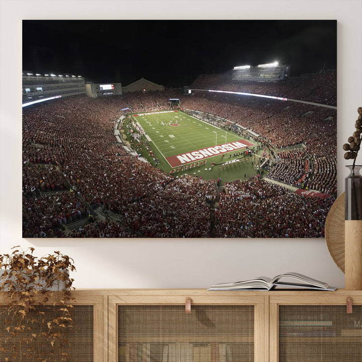 Wisconsin Badgers Football Team Print - Madison Camp Randall Stadium Wall Art Canvas Print