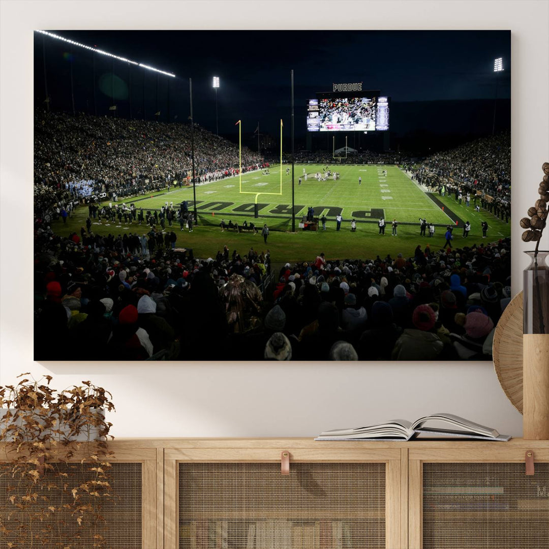 Purdue Boilermakers Football Team Print - West Lafayette Ross–Ade Stadium Wall Art Canvas Print