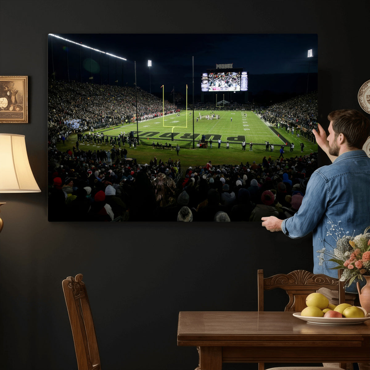 60140-MGV-CV-36X24 - Purdue Boilermakers Football Team Print - West Lafayette Ross–Ade Stadium Wall Art Canvas Print