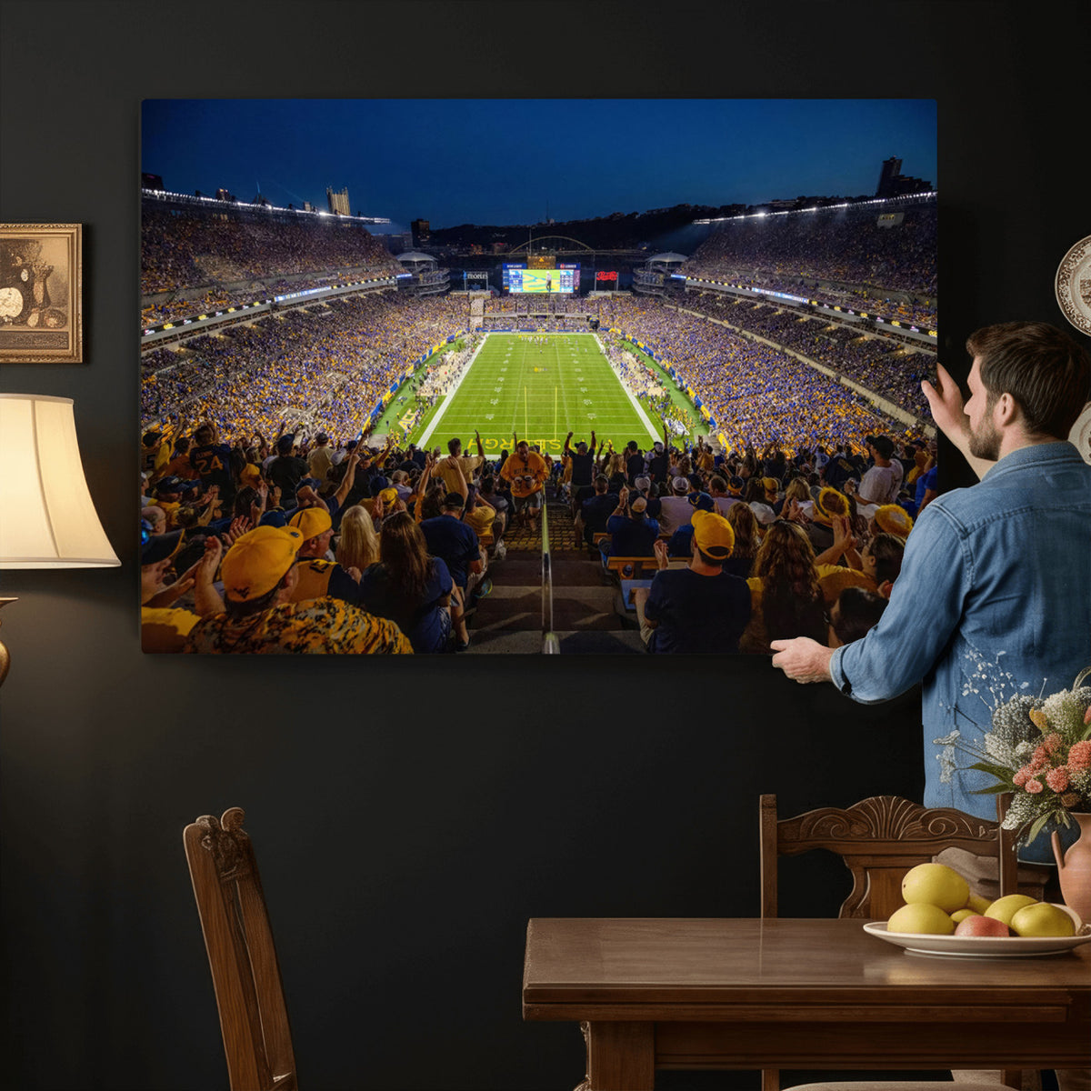 62297-MGV-CV-36X24 - Pittsburgh Panthers Football Team Print - Pittsburgh Acrisure Stadium Wall Art Canvas Print