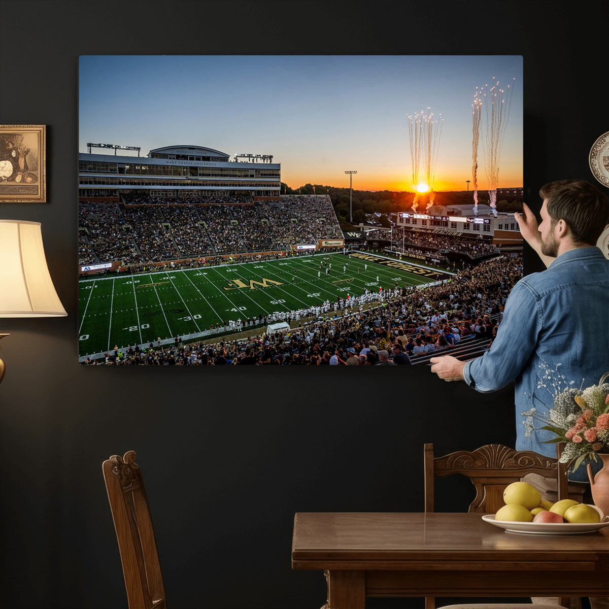 29253-MGV-CV-36X24 - Demon Deacons Football Team Print Canvas- Winston-Salem Allegacy Federal Credit Union Stadium Wall