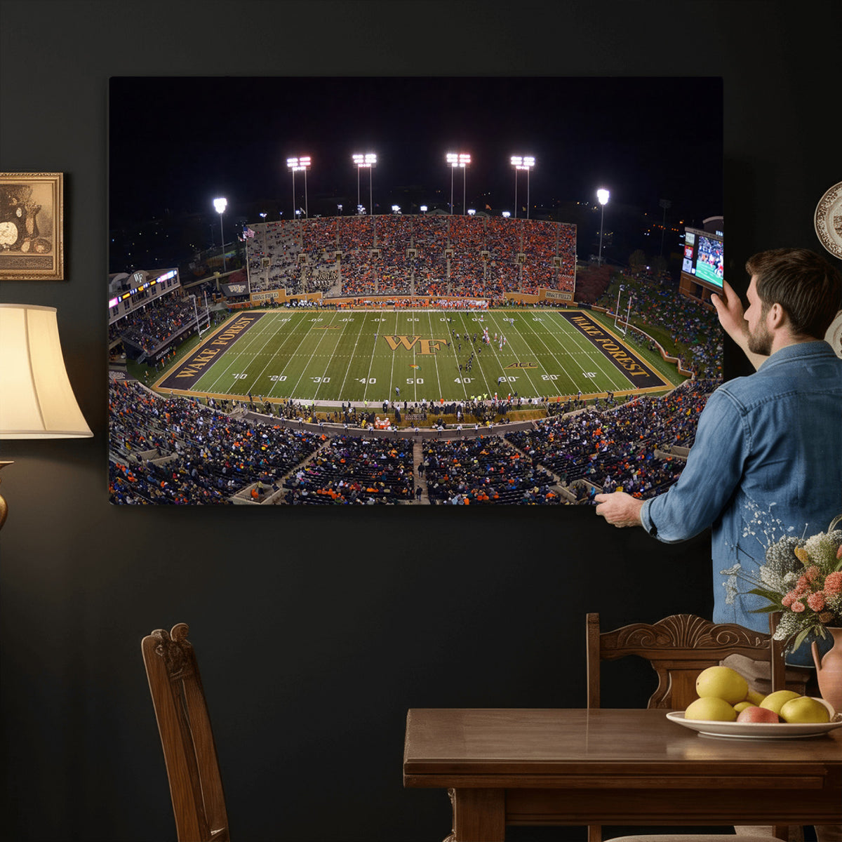 26033-MGV-CV-36X24 - Demon Deacons Print Canvas, Football Team Print