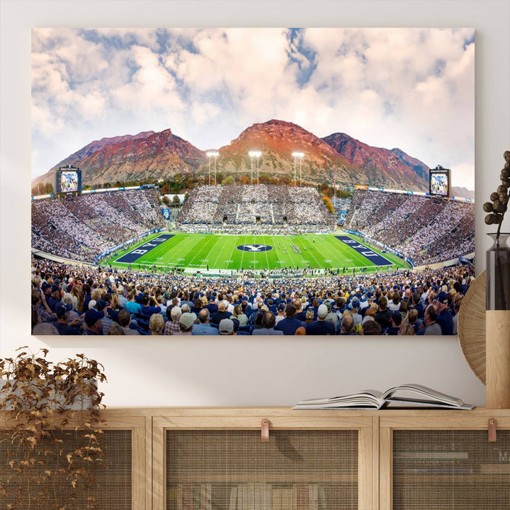 Brigham Young University Cougars Football Team Print - Provo LaVell Edwards Stadium Wall Art Canvas Print.