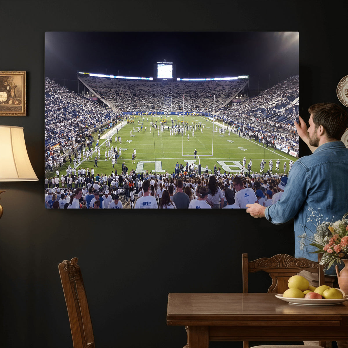 65036-MGV-CV-36X24 - Brigham Young University Cougars Football Print Canvas - Provo LaVell Edwards Stadium Wall Art