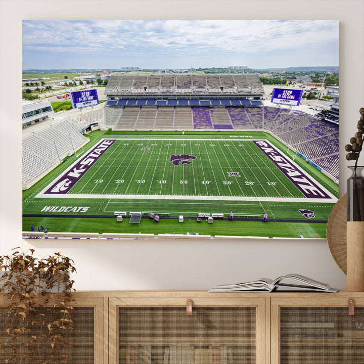 KState Wildcats Football Team Print - Manhattan Bill Snyder Family Football Stadium Wall Art Canvas Print