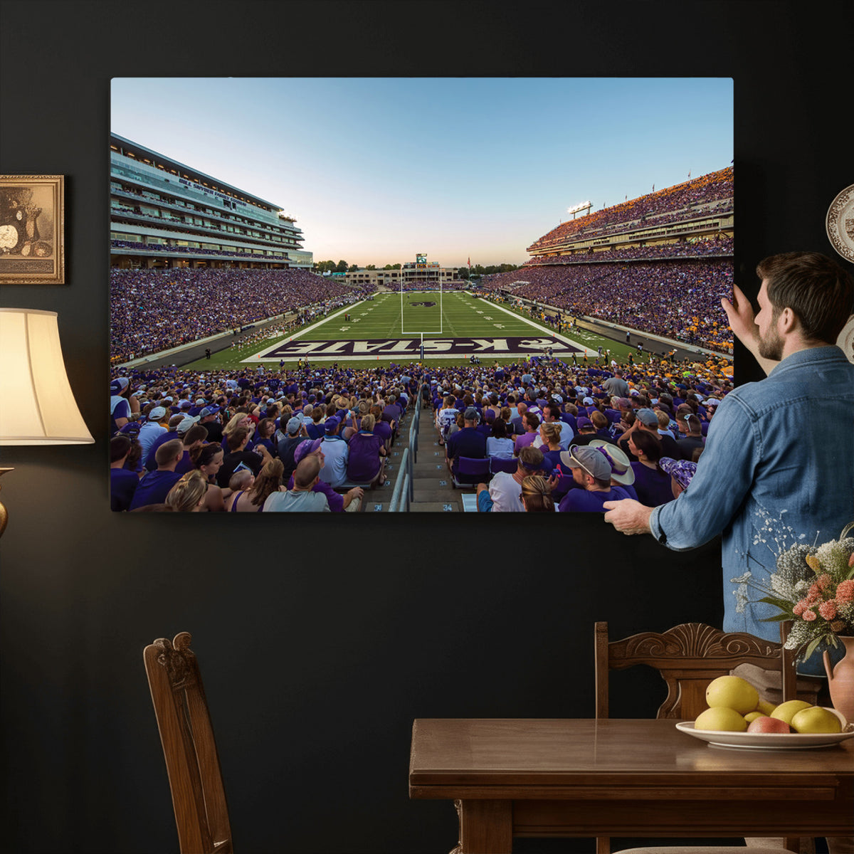 82792-MGV-CV-36X24 - Kansas State University Wildcats Football Team Print - Manhattan Bill Snyder Family Football Stadium