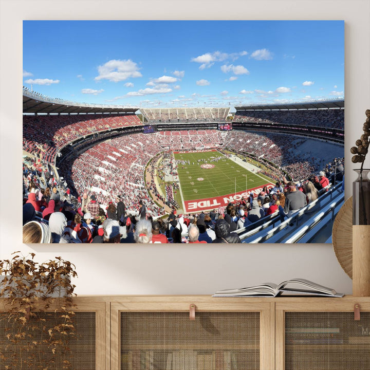 University of Alabama Crimson Tide Football Team Print - Tuscaloosa Bryant-Denny Stadium Wall Art Canvas Print