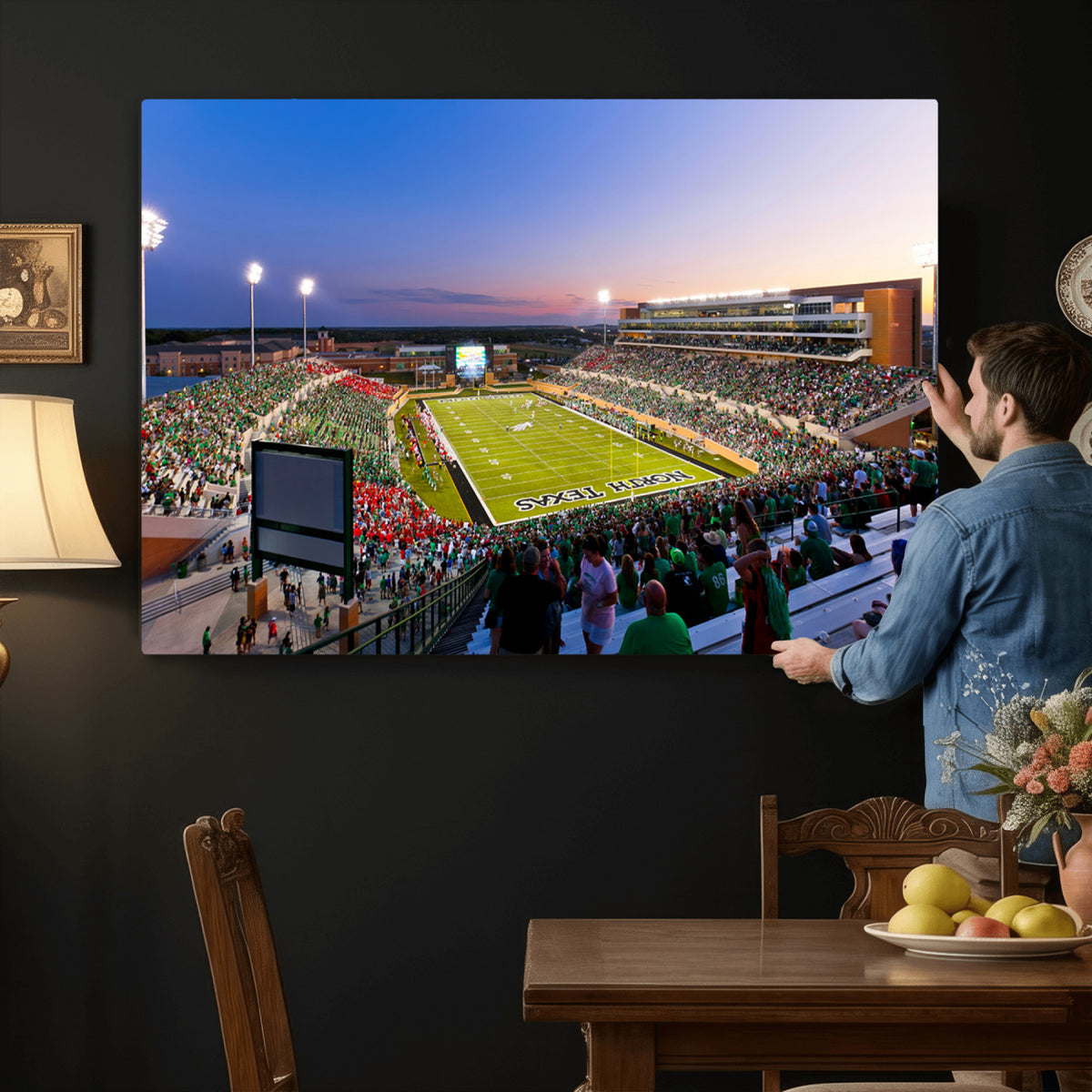 25916-MGV-CV-36X24 - University of North Texas Mean Green Football Team Print - Denton DATCU Stadium Canvas Print Wall