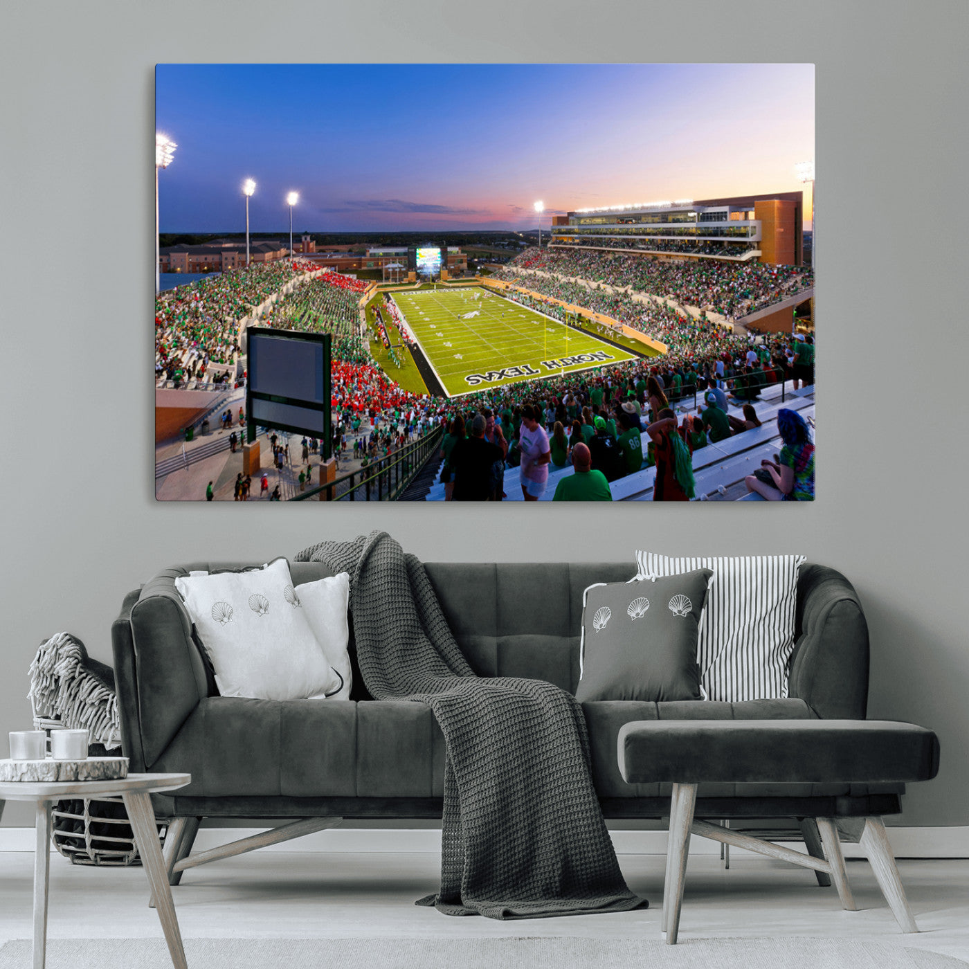 MGV-CV-36X24 - University of North Texas Mean Green Football Team Print - Denton DATCU Stadium Wall Art Canvas