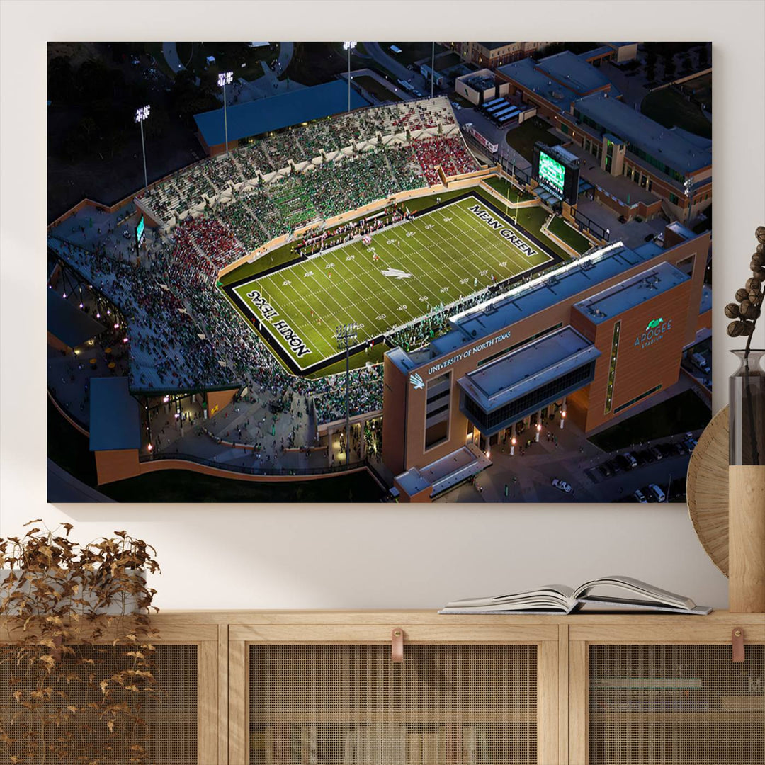 University of North Texas Mean Green Football Team Print - Denton DATCU Stadium Wall Art Canvas Print