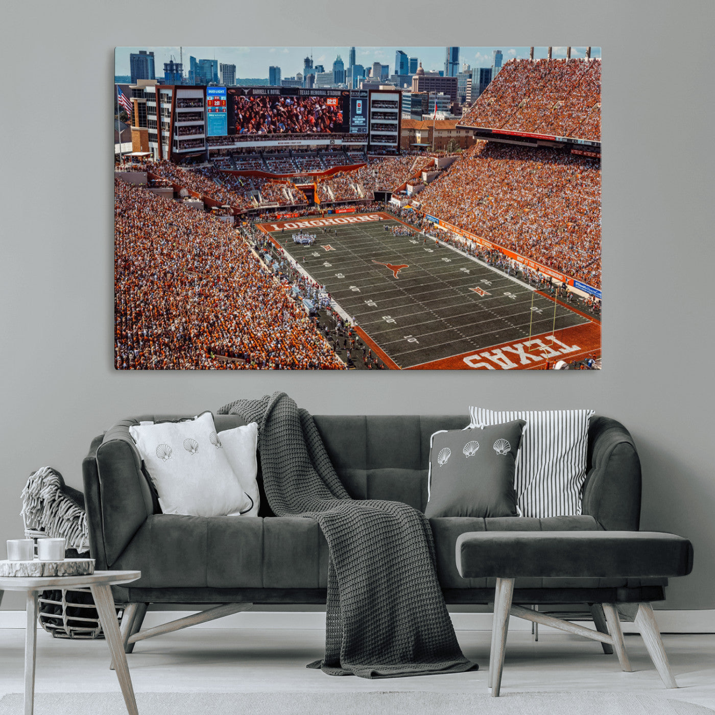 MGV-CV-36X24 - University of Texas Longhorns Football Team Print - Austin Darrell K Royal-Texas Memorial Stadium