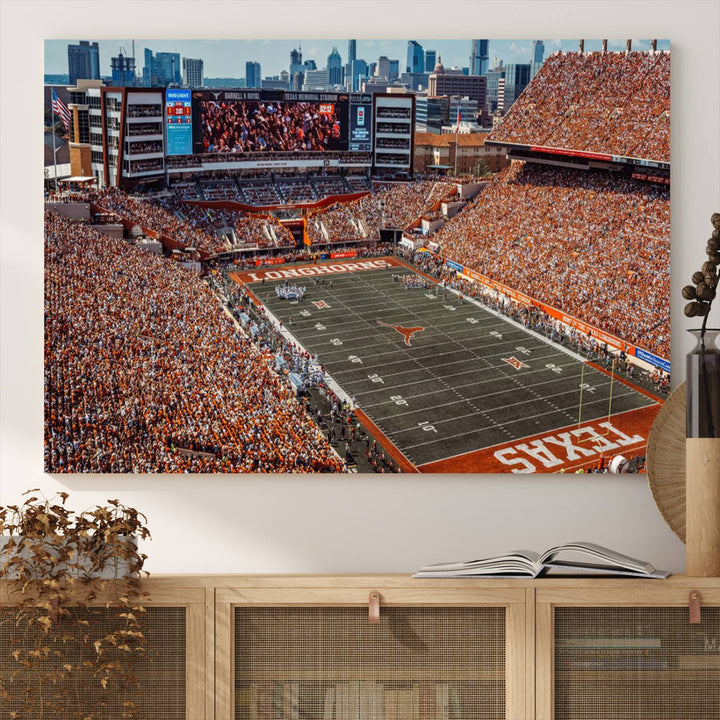 University of Texas Longhorns Football Team Print - Austin Darrell K Royal-Texas Memorial Stadium Wall Art Canvas Print