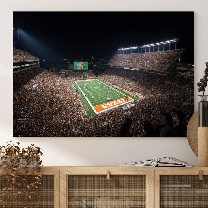 University of Texas Longhorns Football Team Print Austin Darrell K Royal Texas Memorial Stadium Wall Art Canvas Print