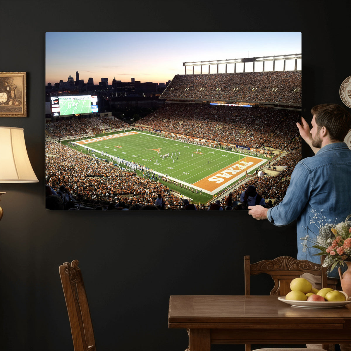 11455-MGV-CV-36X24 - Darrell K Royal-Texas Memorial Stadium Canvas Wall Art - Texas Longhorns Football Match
