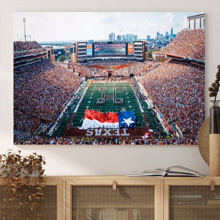 University of Texas Longhorns Football Team Canvas Print - Austin Darrell K Royal-Texas Memorial Stadium Wall Art Canvas Print