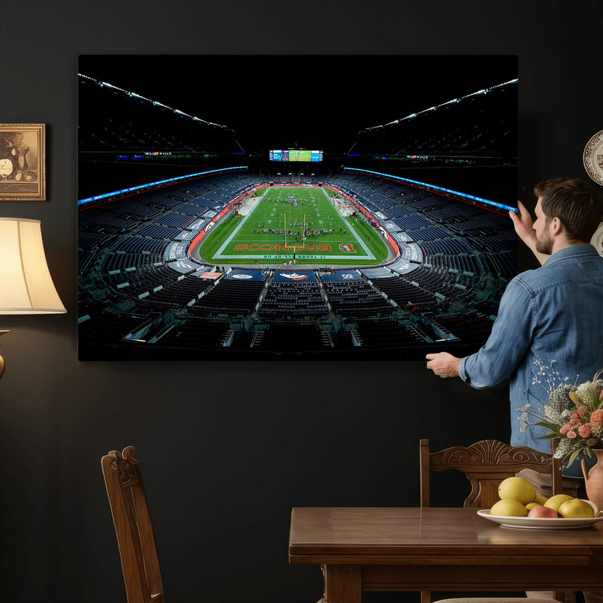 14797-MGV-CV-36X24 - Denver Broncos Football Team Print Canvas- Denver Empower Field at Mile High Stadium Wall Art Canvas