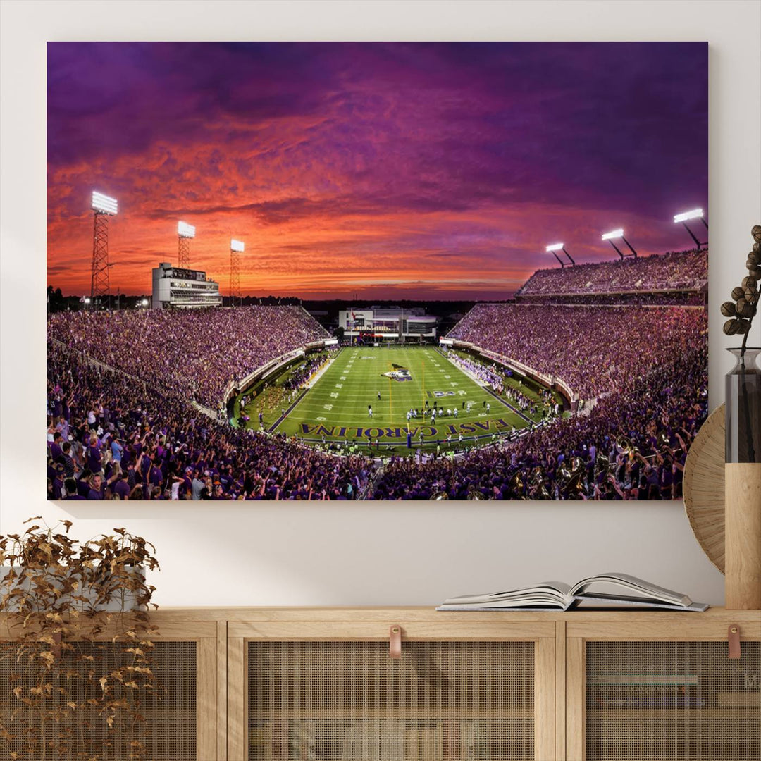 East Carolina University Pirates Football Team Print - Greenville Dowdy-Ficklen Stadium Wall Art Canvas Print