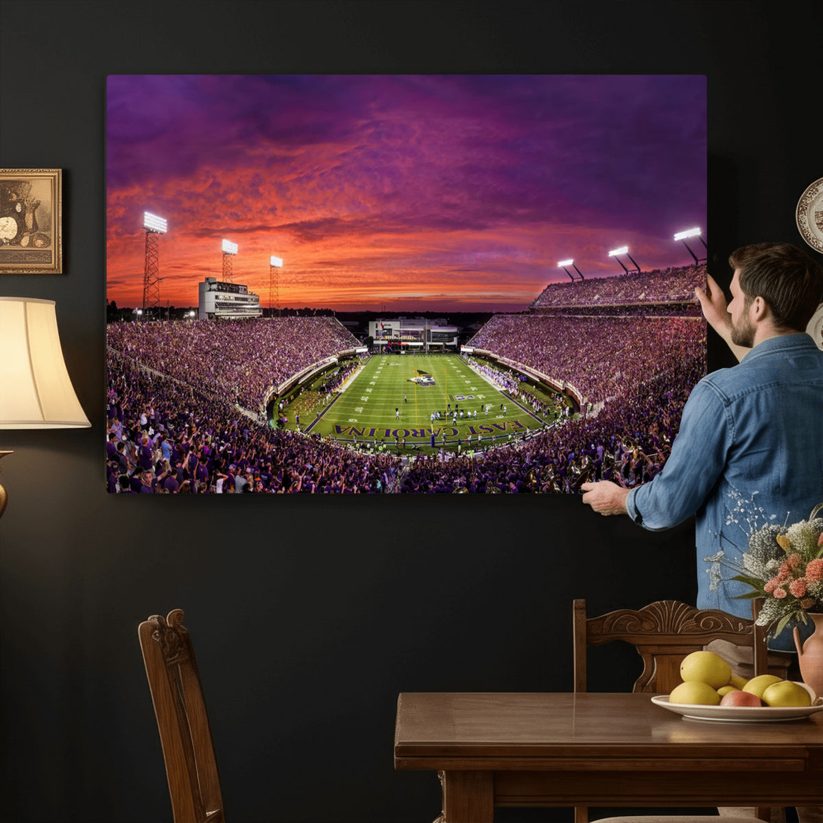 88575-MGV-CV-36X24 - East Carolina University Pirates Football Print Canvas- Greenville Dowdy-Ficklen Stadium Wall Art