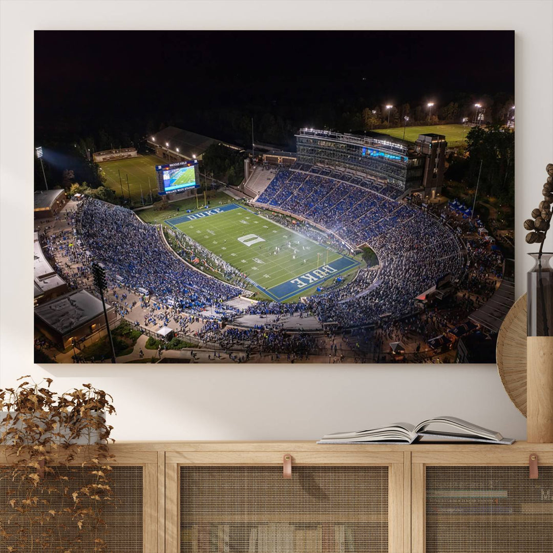 Duke University Blue Devils Football Team Print - Durham Wallace Wade Stadium Wall Art Canvas Print