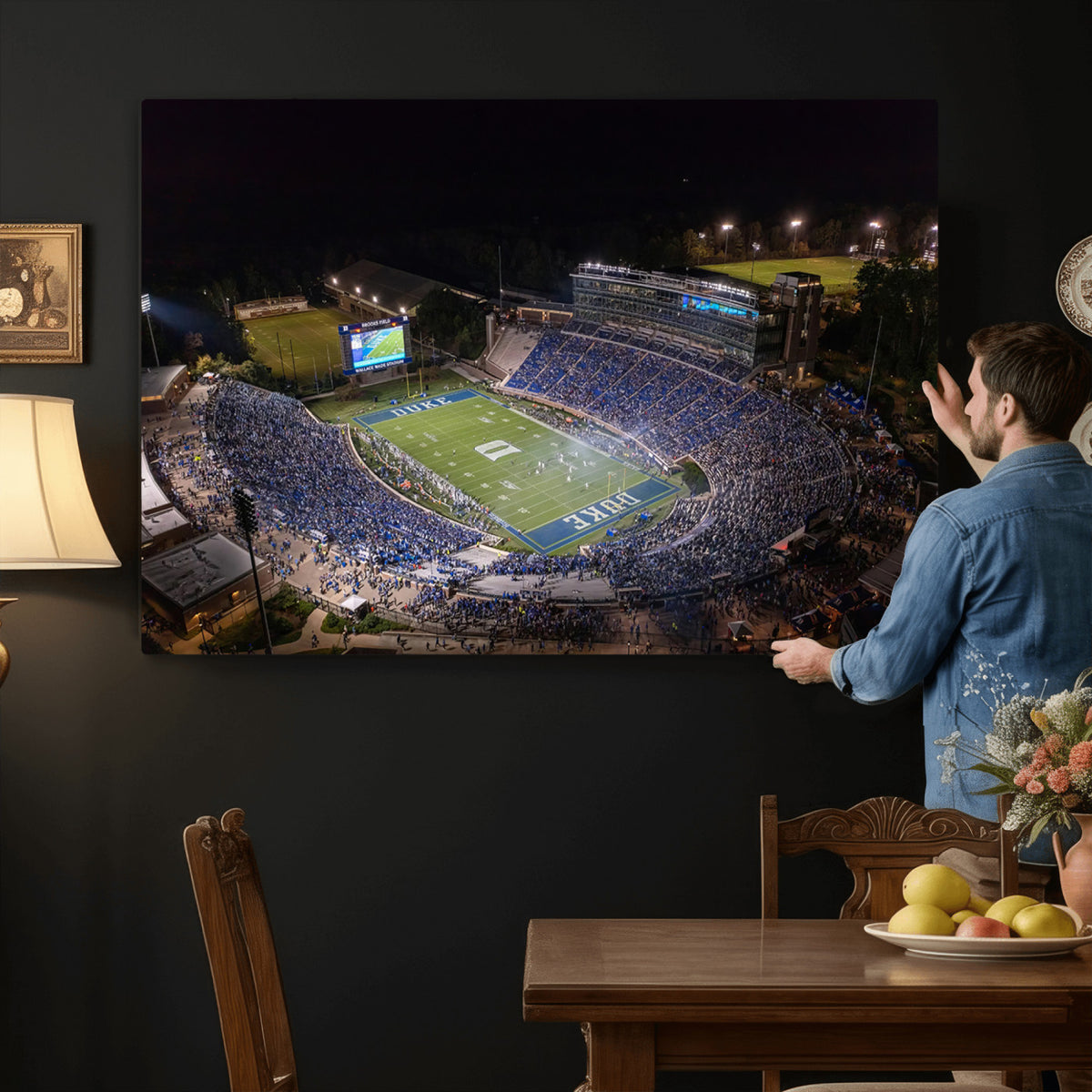 42347-MGV-CV-36X24 - Duke University Blue Devils Football Print Canvas - Durham Wallace Wade Stadium Wall Art Canvas