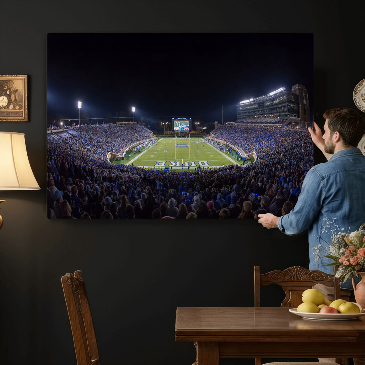21070-MGV-CV-36X24 - Duke University Blue Devils Football Team Print - Durham Wallace Wade Stadium Wall Art Canvas Print