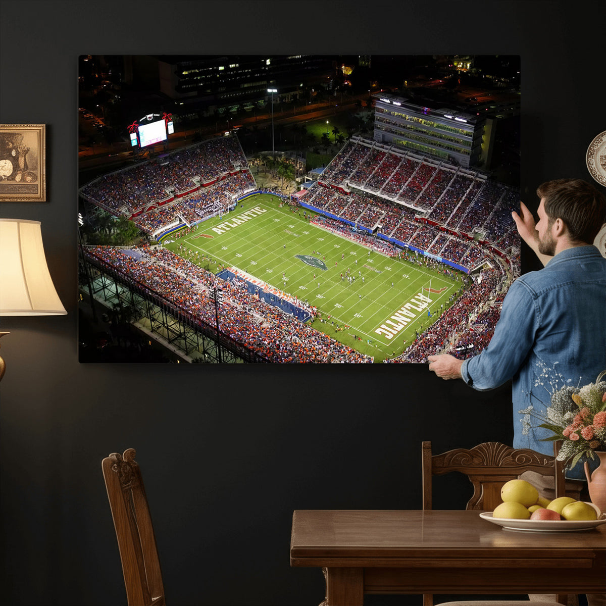 12682-MGV-CV-36X24 - Florida Atlantic University Owls Canvas Print, Football Team Print - Boca Raton FAU Stadium Wall Art