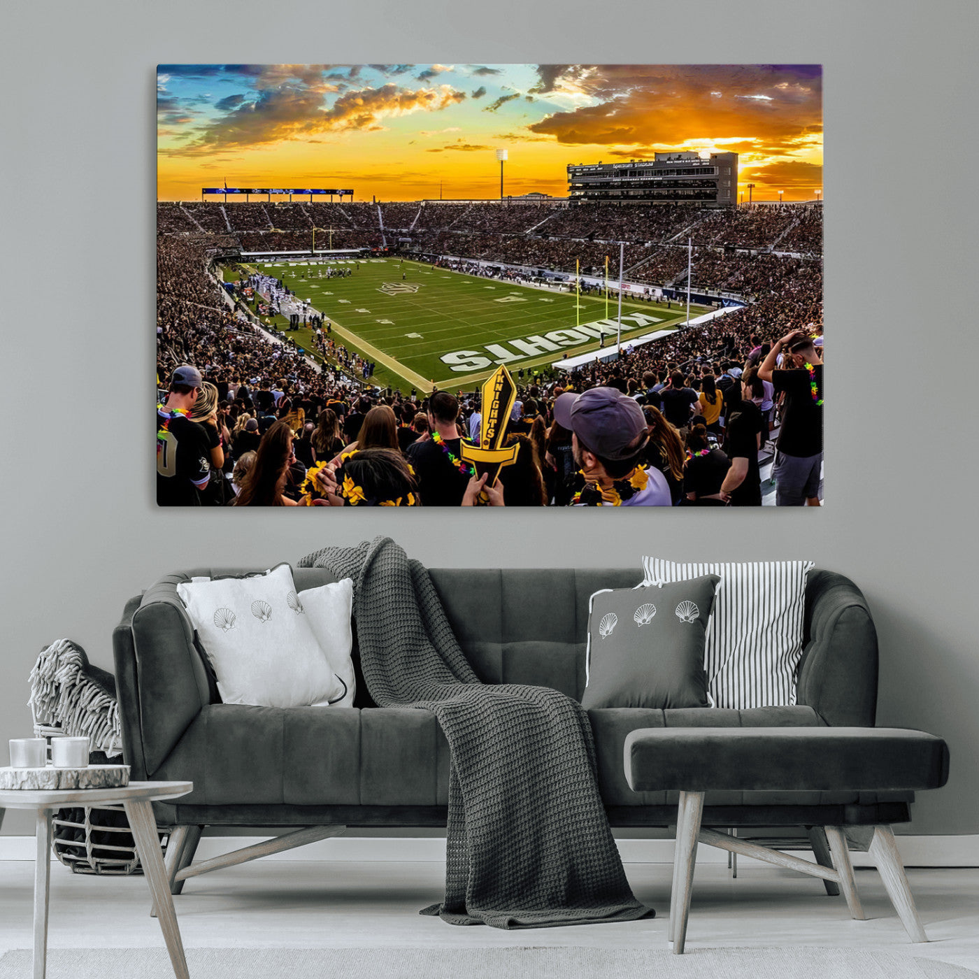 MGV-CV-36X24 - UCF Knights Football Team Print - Orlando FBC Mortgage Stadium, UCF Knights Wall Art Canvas Print
