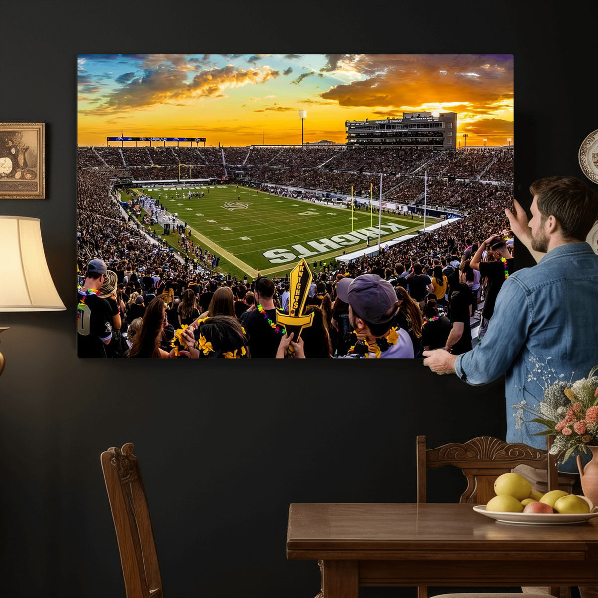 66803-MGV-CV-36X24 - UCF Knights Football Team Print - Orlando FBC Mortgage Stadium, UCF Knights Wall Art Canvas Print