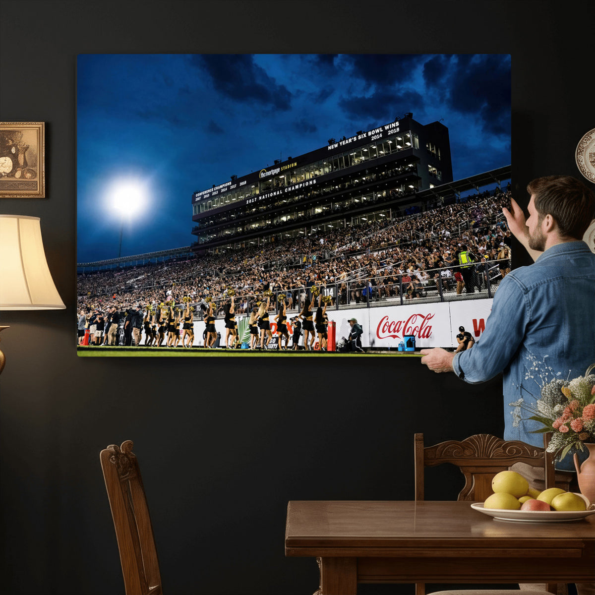 40217-MGV-CV-36X24 - UCF Knights Football Team Print - Orlando FBC Mortgage Stadium Wall Art Canvas Print