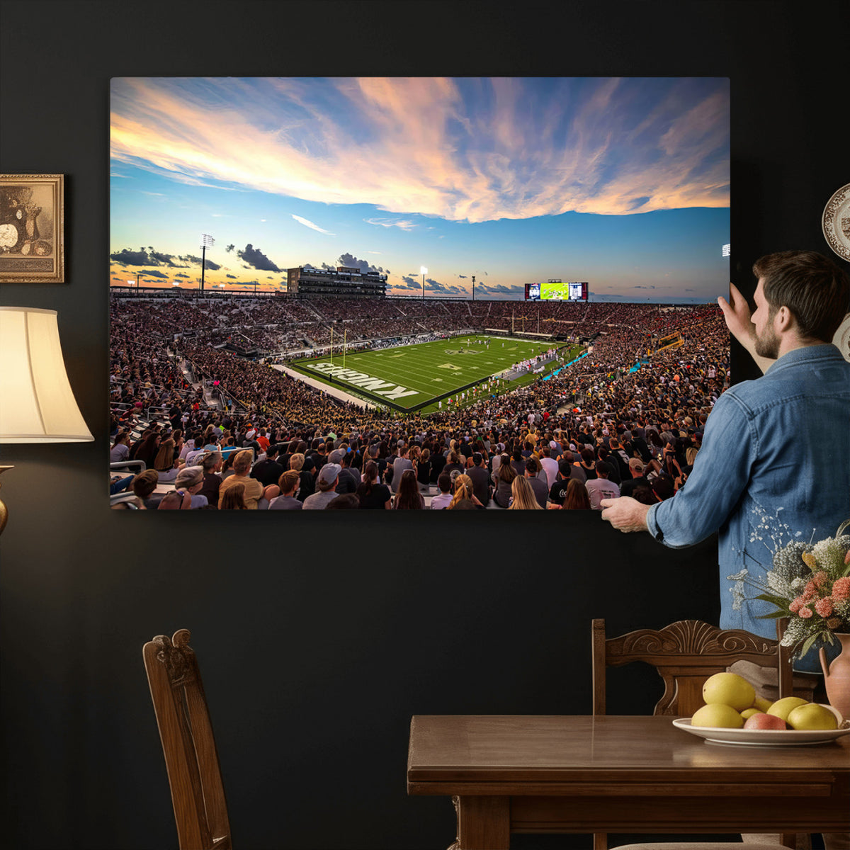 50243-MGV-CV-36X24 - UCF Knights Football Team Print - Orlando FBC Mortgage Stadium Wall Art Canvas Print