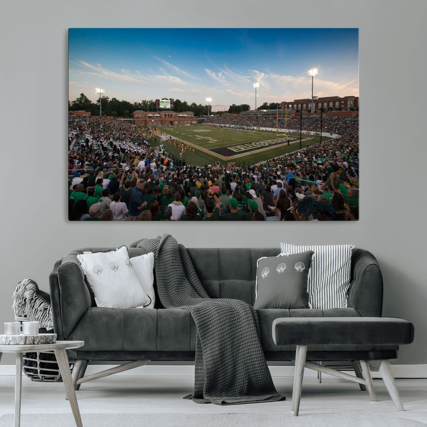MGV-CV-36X24 - University of Charlotte 49ers Football Team Print - Charlotte Jerry Richardson Stadium Wall Art