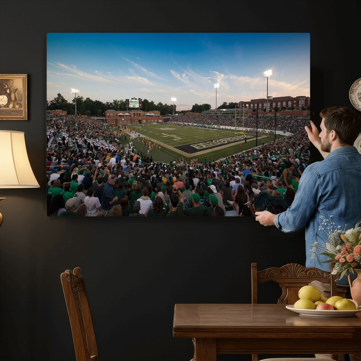 12290-MGV-CV-36X24 - University of Charlotte 49ers Football Team Print - Charlotte Jerry Richardson Stadium Wall Art