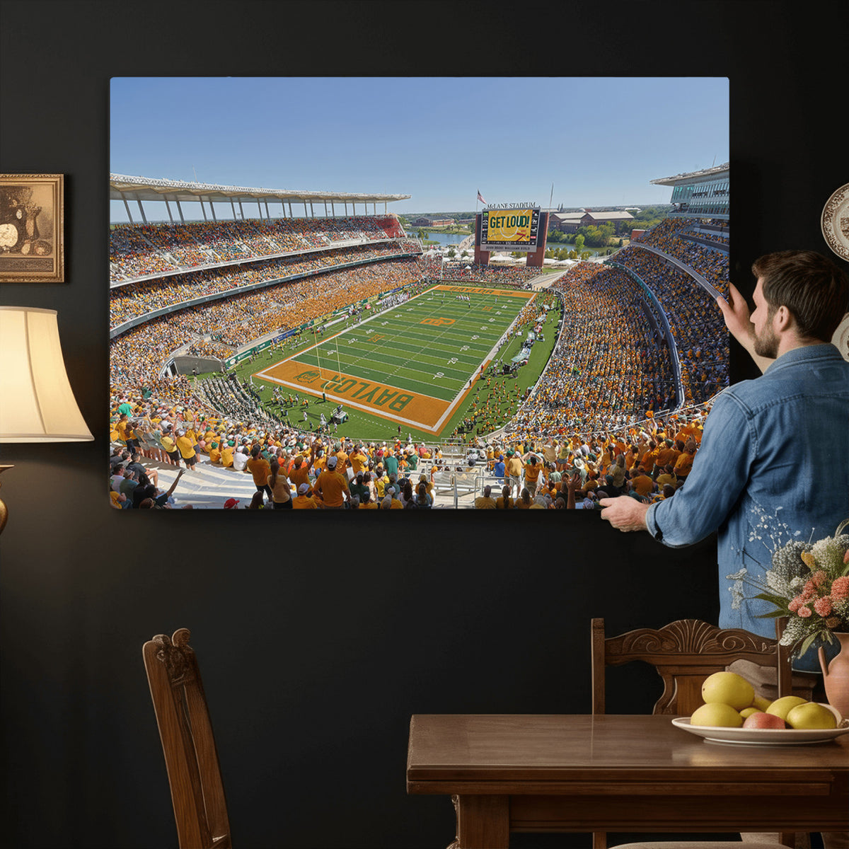 49912-MGV-CV-36X24 - Baylor University Bears Football Team Print - Waco McLane Stadium Wall Art Canvas Print