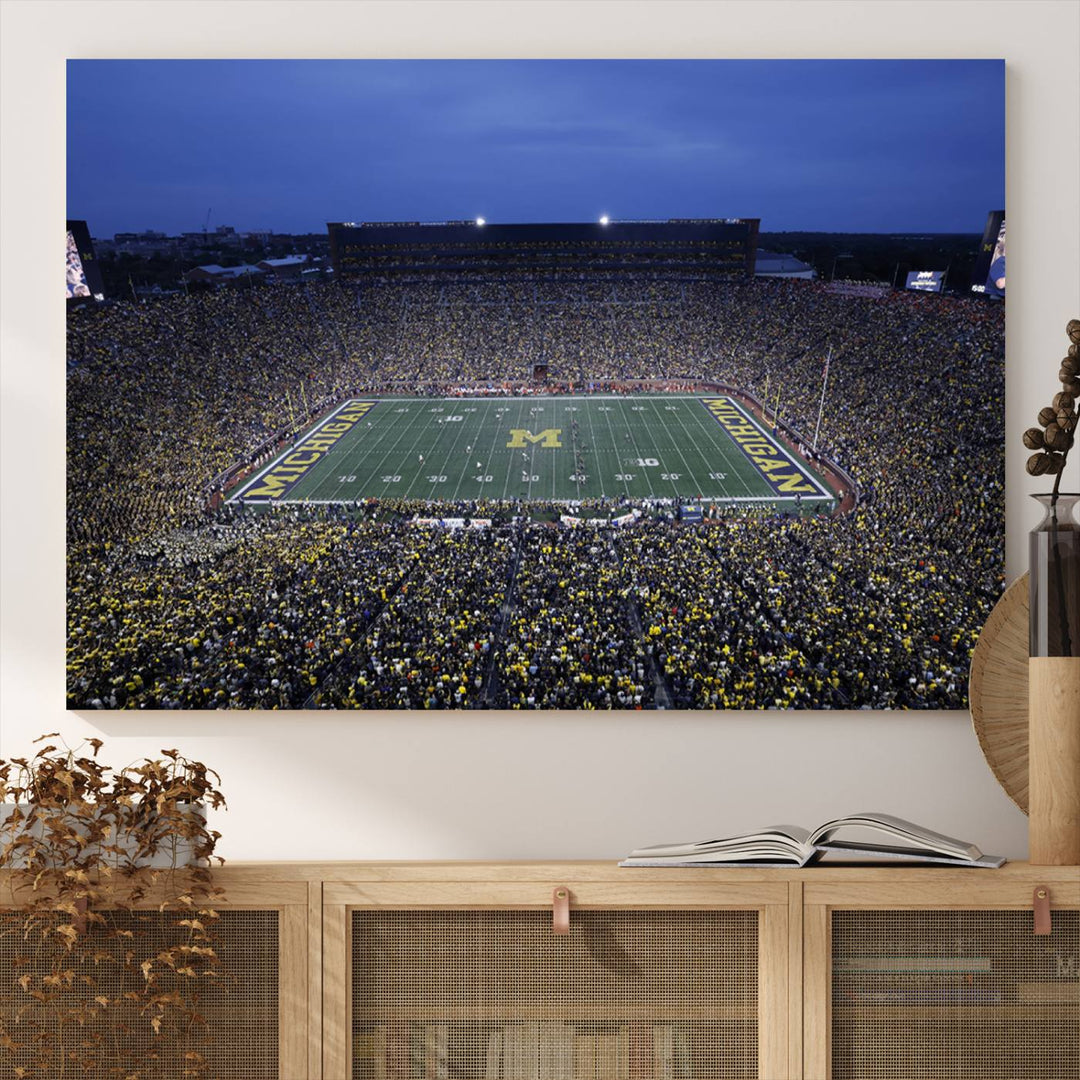 University of Michigan Wolverines Football Team Print - Ann Arbor Michigan Stadium Wall Art Canvas Print