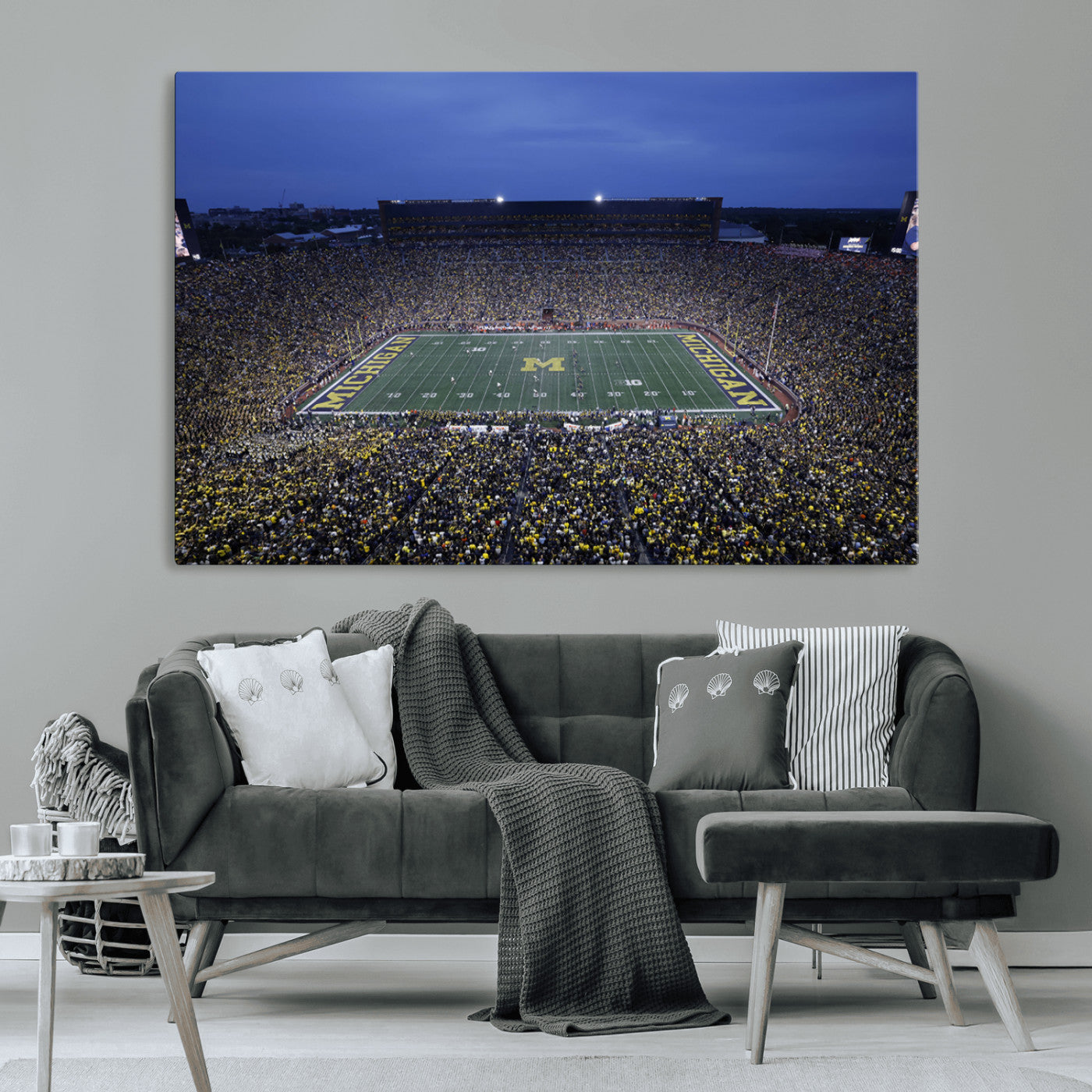 MGV-CV-36X24 - University of Michigan Wolverines Football Team Print - Ann Arbor Michigan Stadium Wall Art Canvas