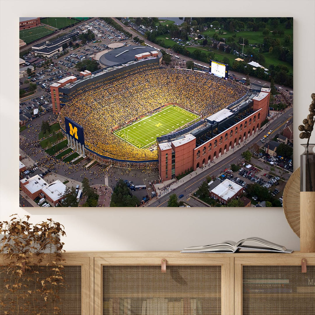 University of Michigan Wolverines Football Team Print - Ann Arbor Michigan Stadium Wall Art Canvas Print