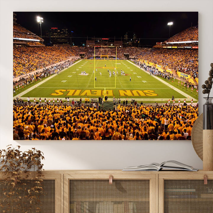 ASU Sun Devils Football Team Print - Phoenix Mountain America Stadium Wall Art Canvas Print