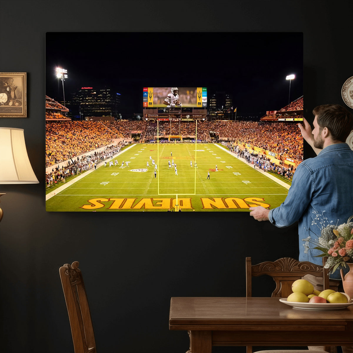 87612-MGV-CV-36X24 - ASU Sun Devils Football Team Print - Phoenix Mountain America Stadium Canvas Print