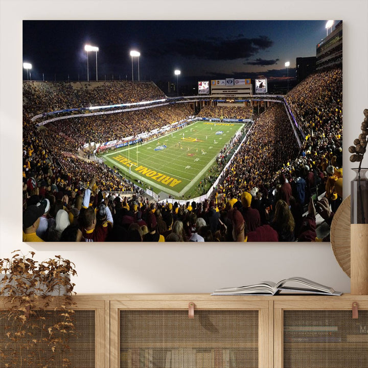 ASU Sun Devils Football Team Print - Phoenix Mountain America Stadium Wall Art Canvas Print