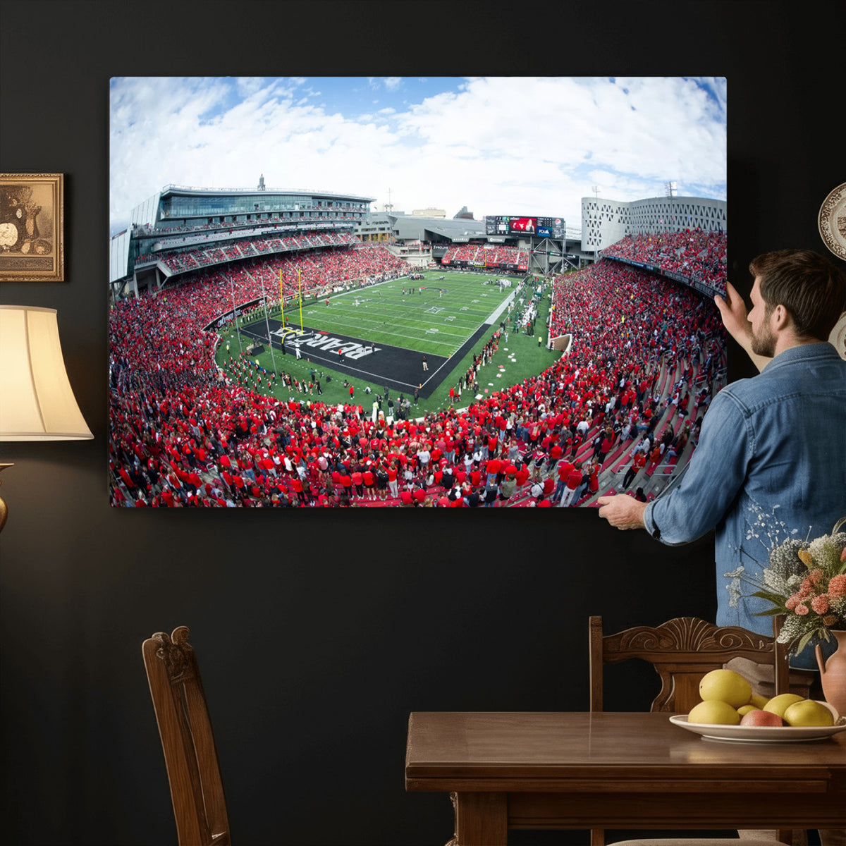 54070-MGV-CV-36X24 - Cincinnati Bearcats Football Team Print - Nippert Stadium Wall Art Canvas Print