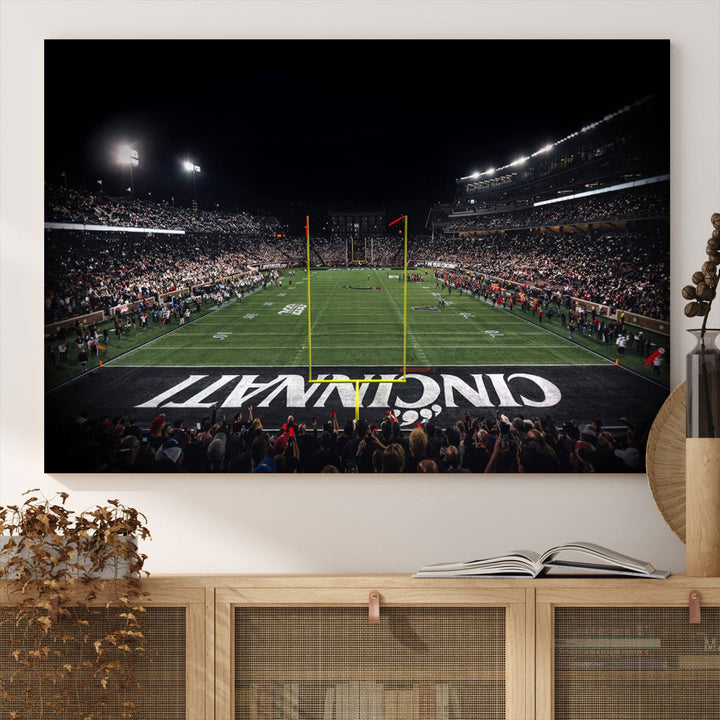 Cincinnati Bearcats Football Team Print - Nippert Stadium Wall Art Canvas Print